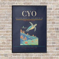 Thumbnail for Vilo Acuña Airport CYO — Cayo Largo del Sur vertical canvas print - framed - navy blue background