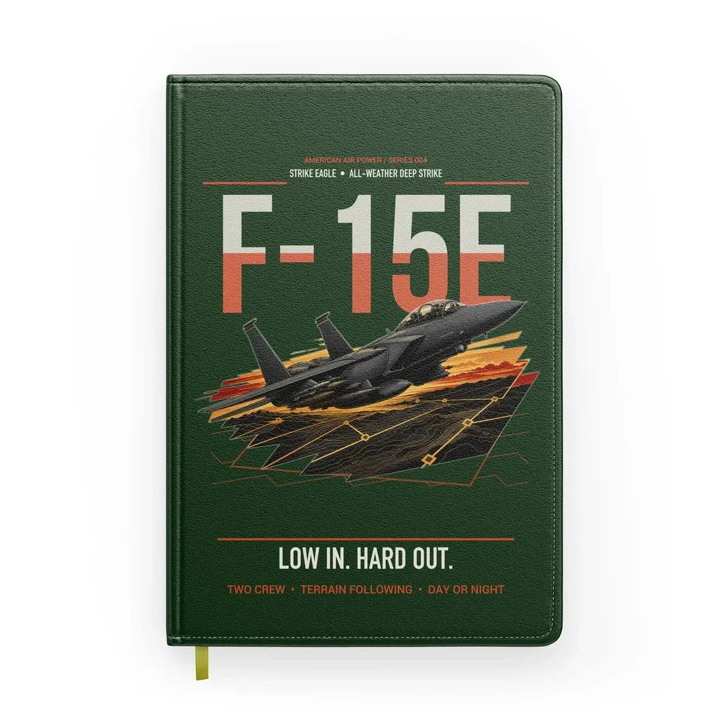 F-15E Strike Eagle design on dark green notebook