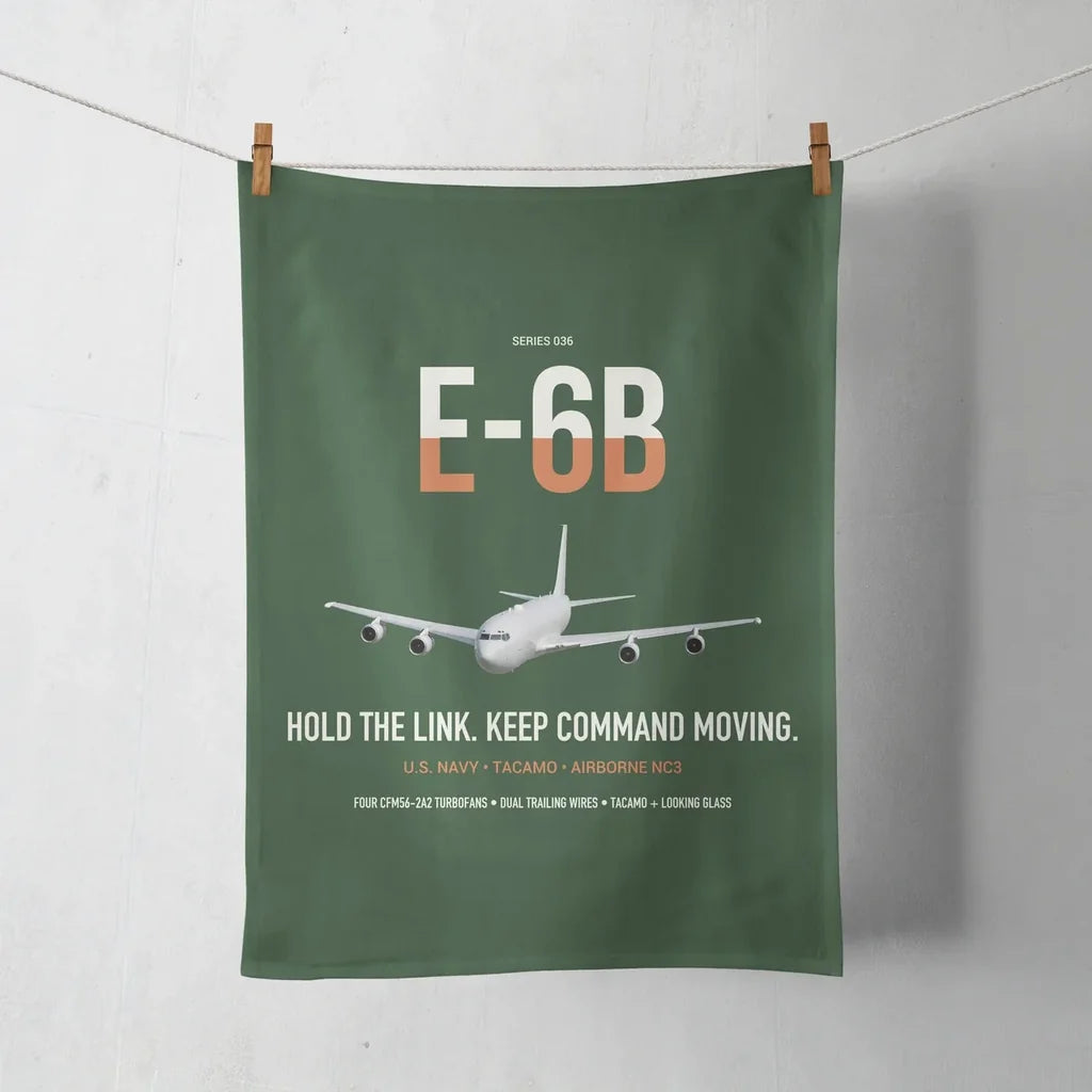 E-6B Mercury design on dark green towel
