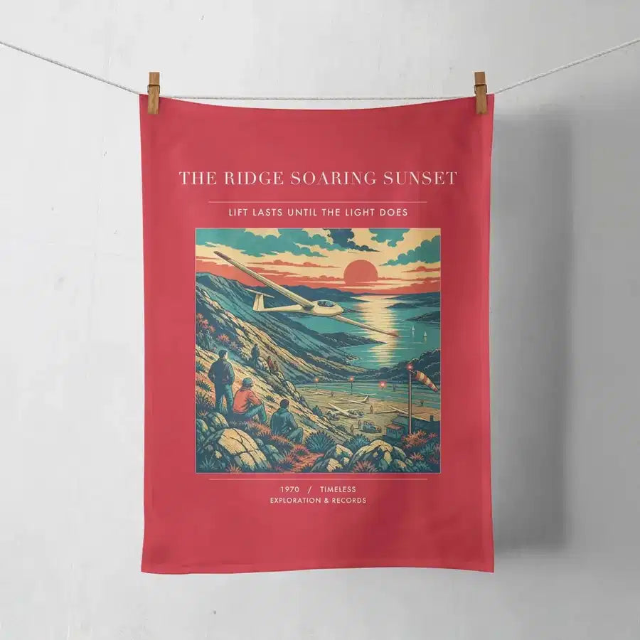 VINTAGE G4475 - The Ridge Soaring Sunset - Designed Towels design on red