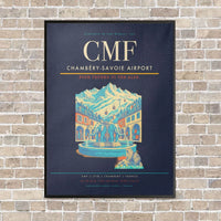 Thumbnail for Chambéry-Savoie Airport CMF vertical canvas print - framed - navy blue background