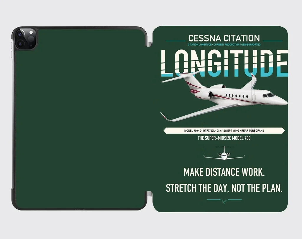Cessna Citation Longitude design on dark green ipad tablet case