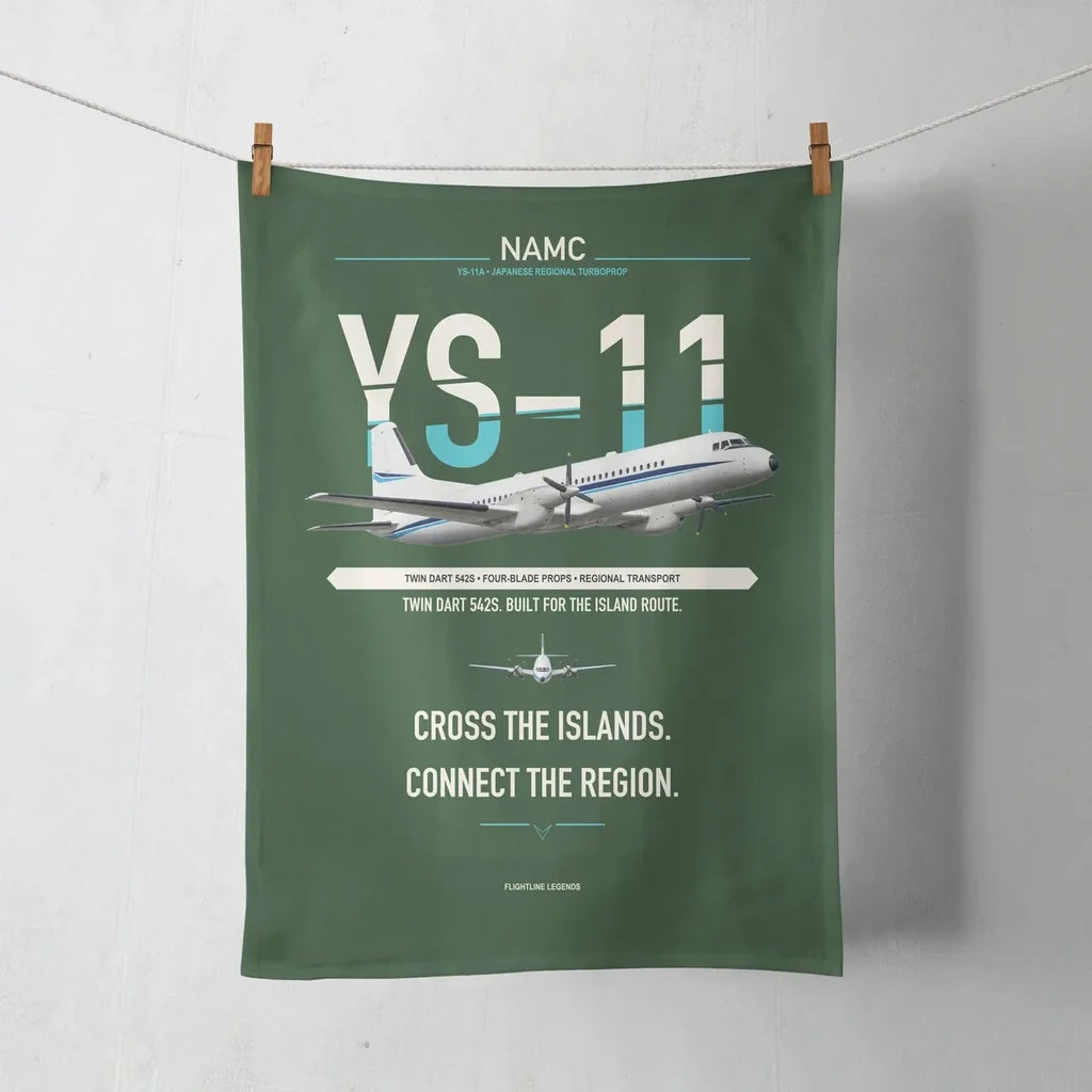 NAMC YS-11A design on dark green towel