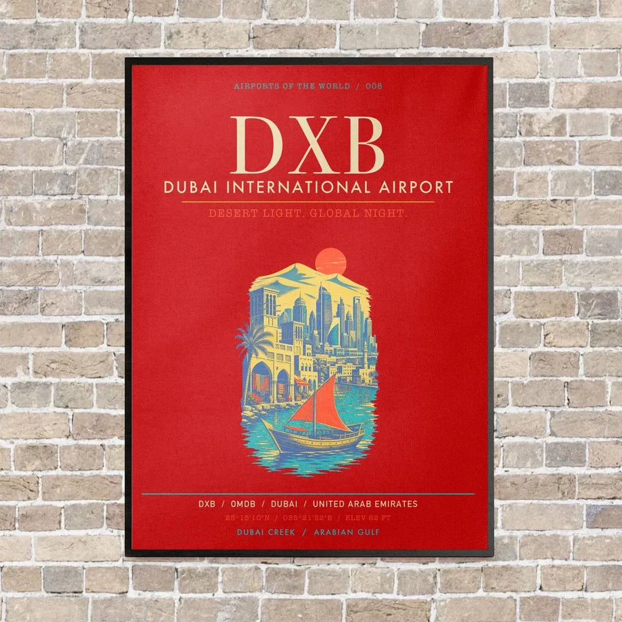 Dubai International Airport DXB - Canvas Framed - Red
