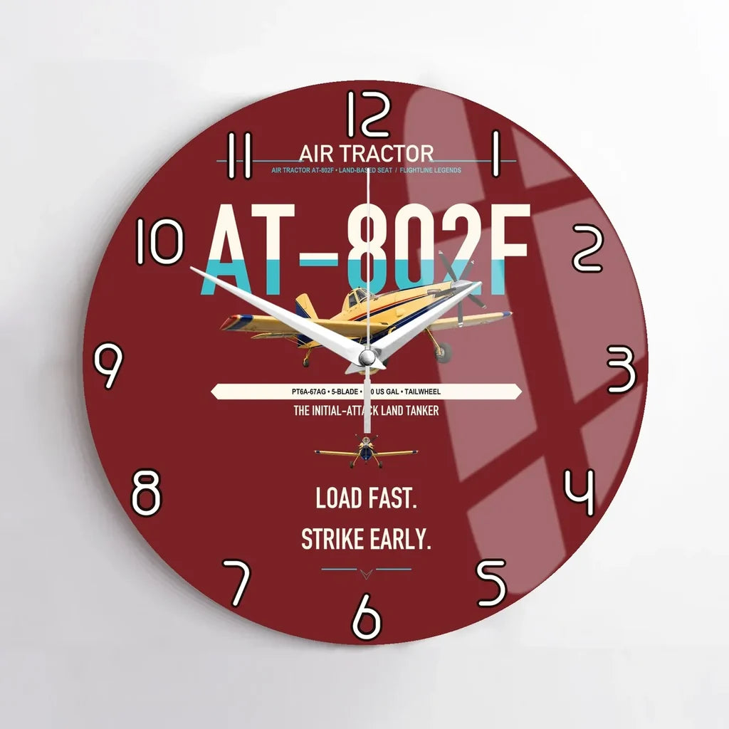 Air Tractor AT-802F design on dark red no frame wall clock