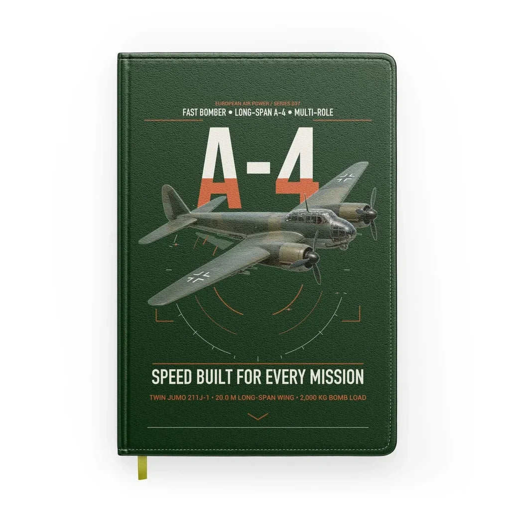 Junkers Ju 88A-4 design on dark green notebook