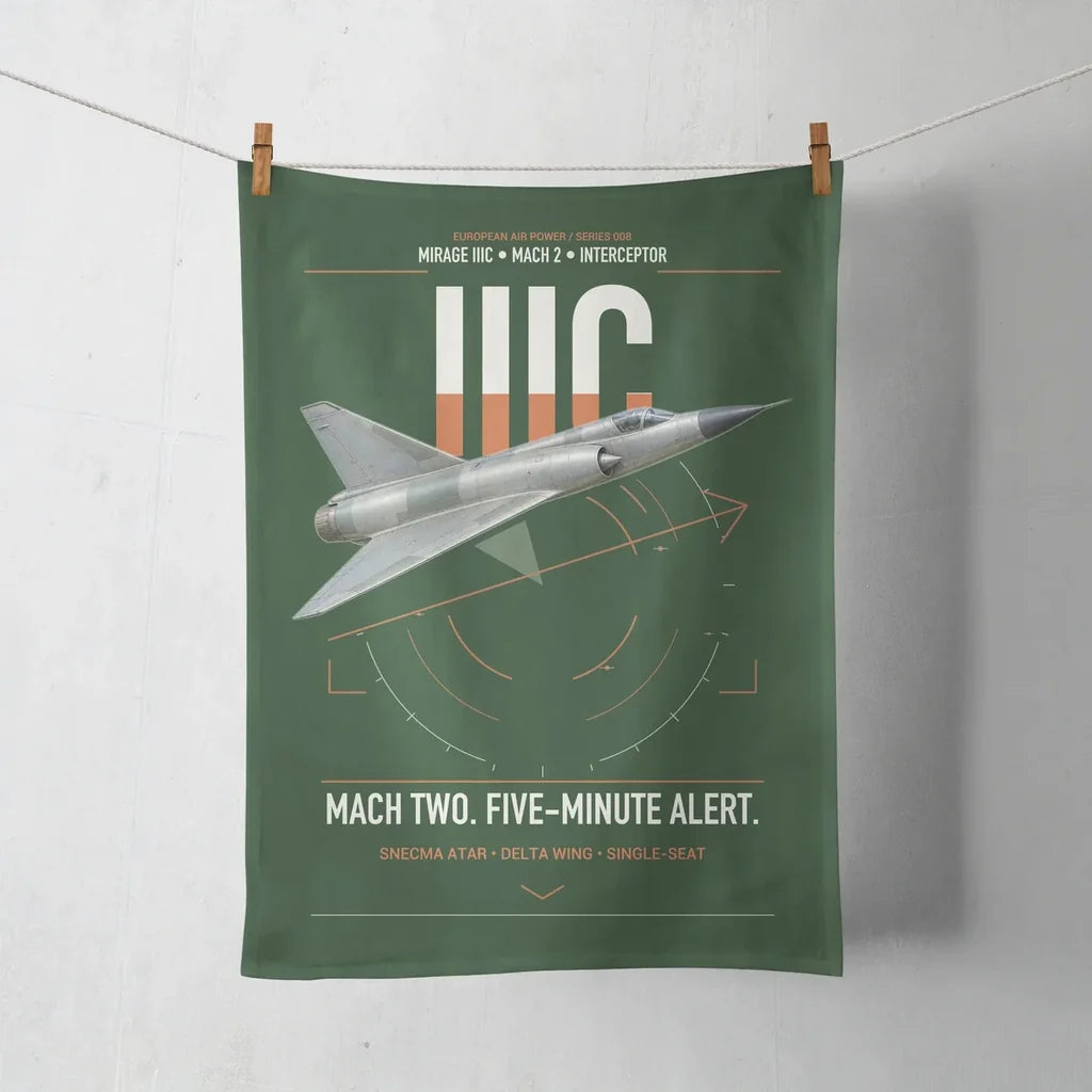 Dassault Mirage IIIC design on dark green towel