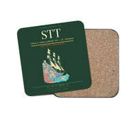 Thumbnail for Cyril E. King Airport (STT) design on dark green 1 piece coaster