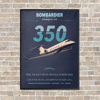 Thumbnail for Bombardier Challenger 350 vertical canvas print - framed - navy blue background