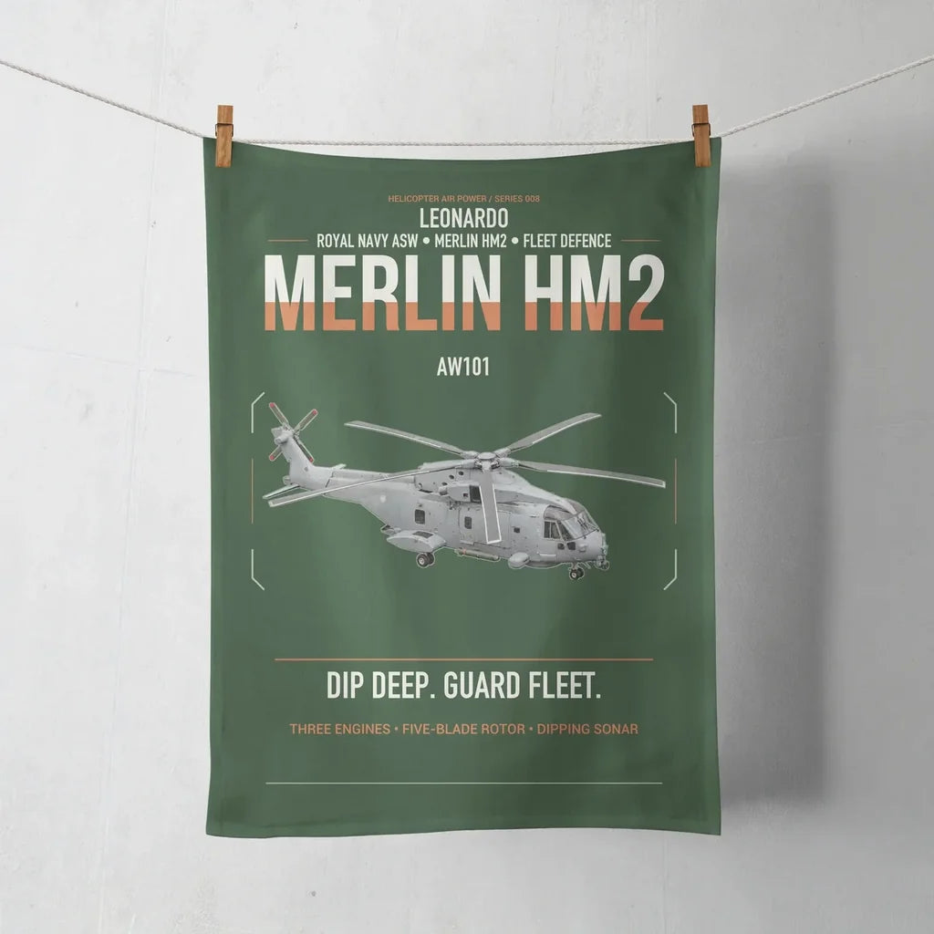 Leonardo AW101 Merlin HM2 design on dark green towel