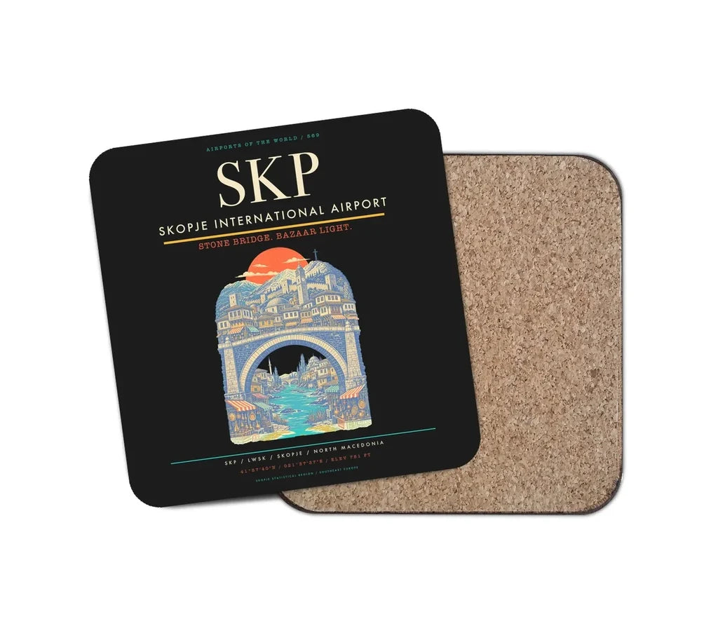 Skopje International Airport SKP Coaster 1-Piece - Black