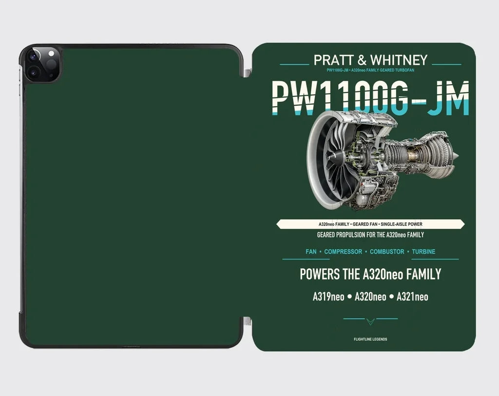 PW1100G-JM design on dark green ipad tablet case