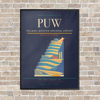 Thumbnail for Pullman–Moscow Regional Airport PUW vertical canvas print - framed - navy blue background