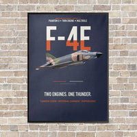 Thumbnail for F-4E Phantom II Two Engines One Thunder vertical canvas print - framed - navy blue background