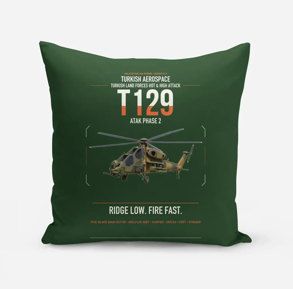 Turkish Aerospace T129 ATAK Phase 2 design on dark green pillow