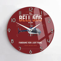 Thumbnail for Bell 505 design on dark red no frame wall clock