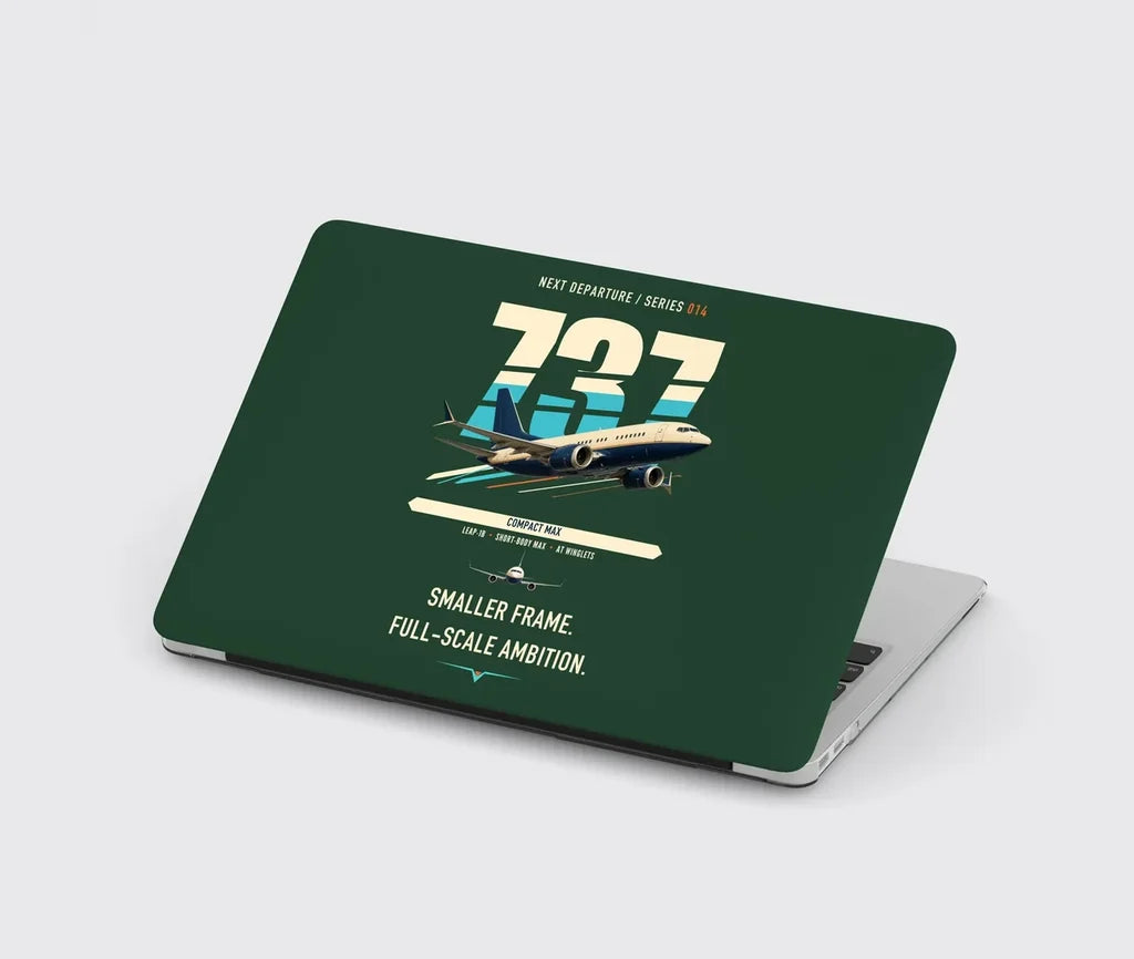 Boeing 737 MAX 7 design on dark green MacBook case
