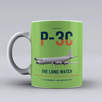 Thumbnail for P-3C Orion design on light green ceramic mug, double-side print