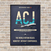 Thumbnail for Airbus ACJ330neo / exact ACJ330-800 vertical canvas print - framed - navy blue background