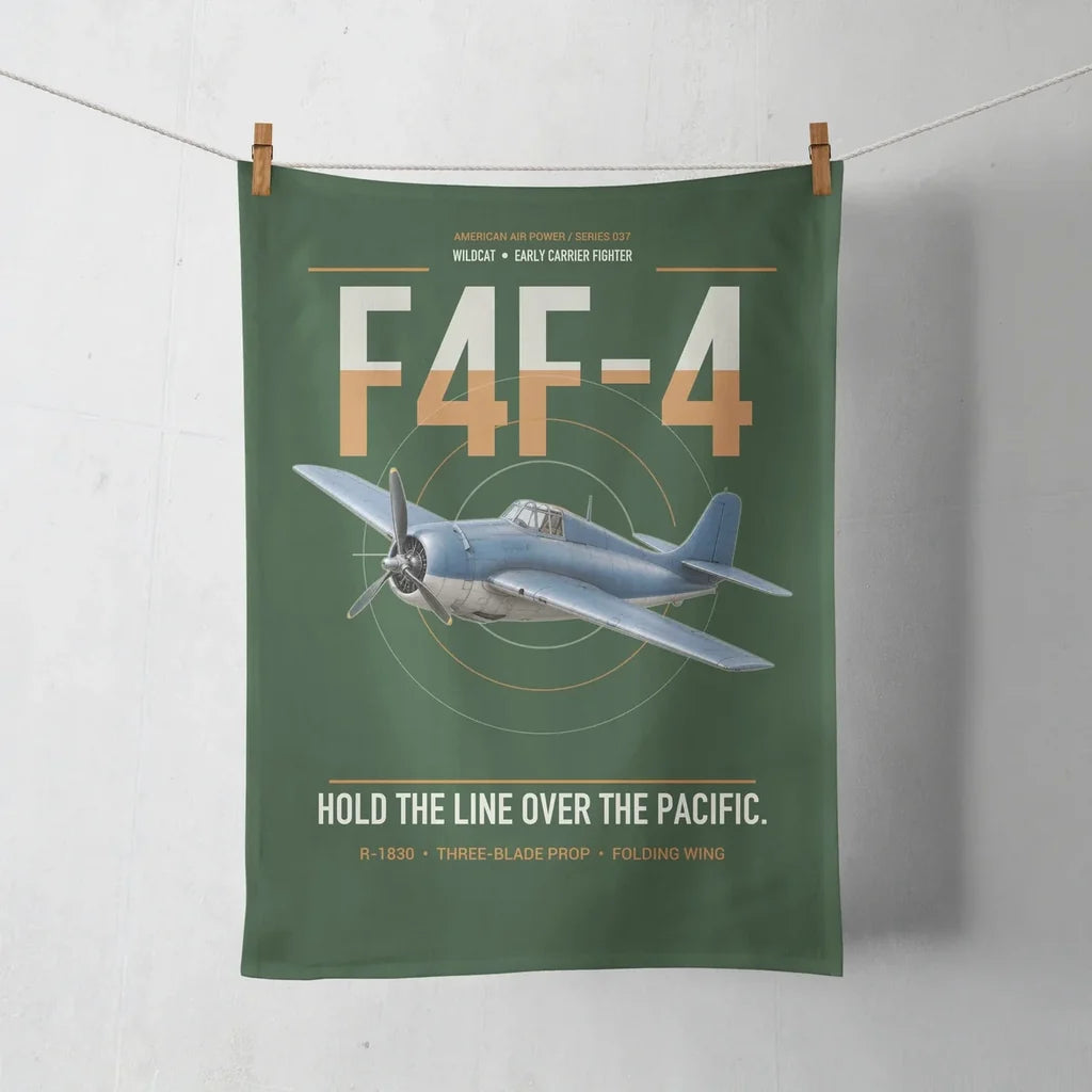 F4F-4 Wildcat design on dark green towel