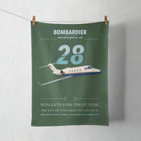 Thumbnail for Bombardier Learjet 28 design on dark green towel