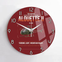 Thumbnail for Sud Aviation SE 3130 Alouette II design on dark red no frame wall clock