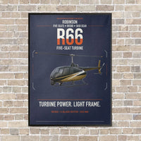 Thumbnail for Robinson R66 vertical canvas print - framed - navy blue background