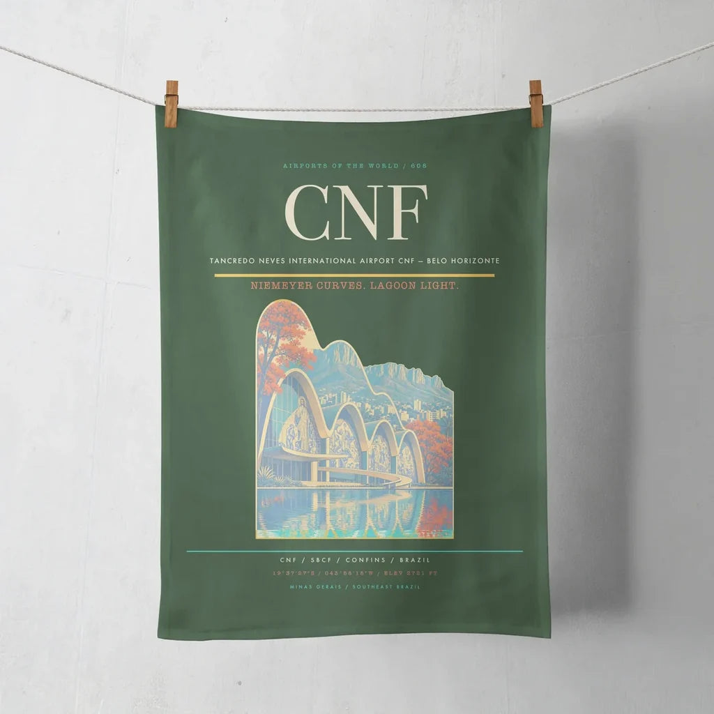 Tancredo Neves International Airport (CNF) design on dark green towel