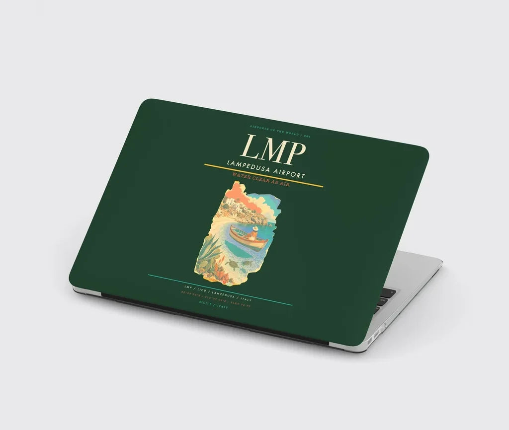 Lampedusa Airport (LMP) design on dark green MacBook case