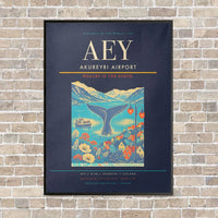 Thumbnail for Akureyri Airport AEY - Canvas Framed - Navy Blue