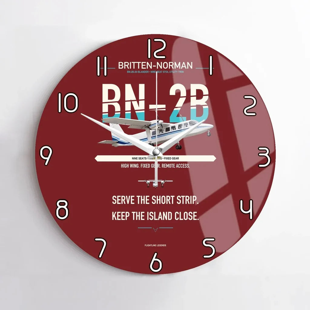 Britten-Norman BN-2B-26 Islander design on dark red no frame wall clock