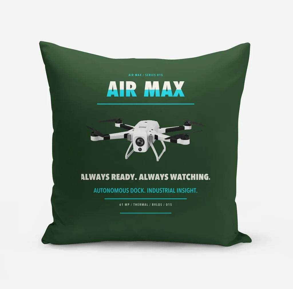 Percepto Air Max design on dark green pillow