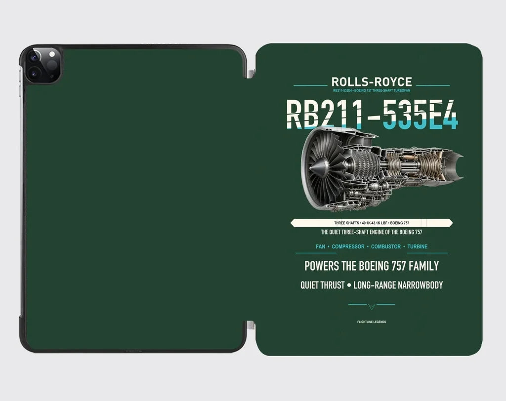 RB211-535E4 design on dark green ipad tablet case