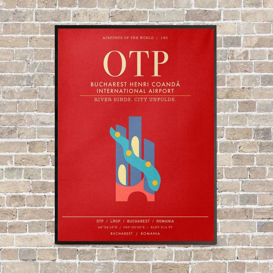 Bucharest Henri Coanda International Airport OTP - Canvas Framed - Red
