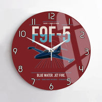 Thumbnail for F9F-5 Panther design on dark red no frame wall clock