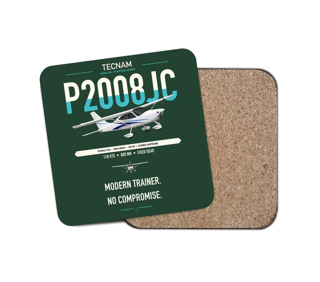 Tecnam P2008JC NG design on dark green 1 piece coaster