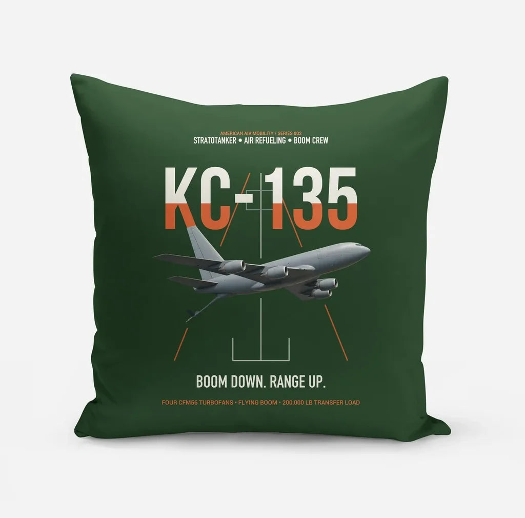 KC-135 STRATOTANKER design on dark green pillow