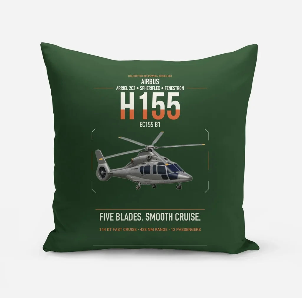 Airbus H155 EC155 B1 design on dark green pillow