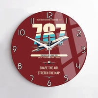 Thumbnail for Boeing 787-9 Dreamliner design on dark red no frame wall clock