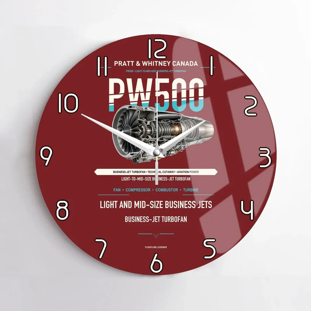 PW500 design on dark red no frame wall clock
