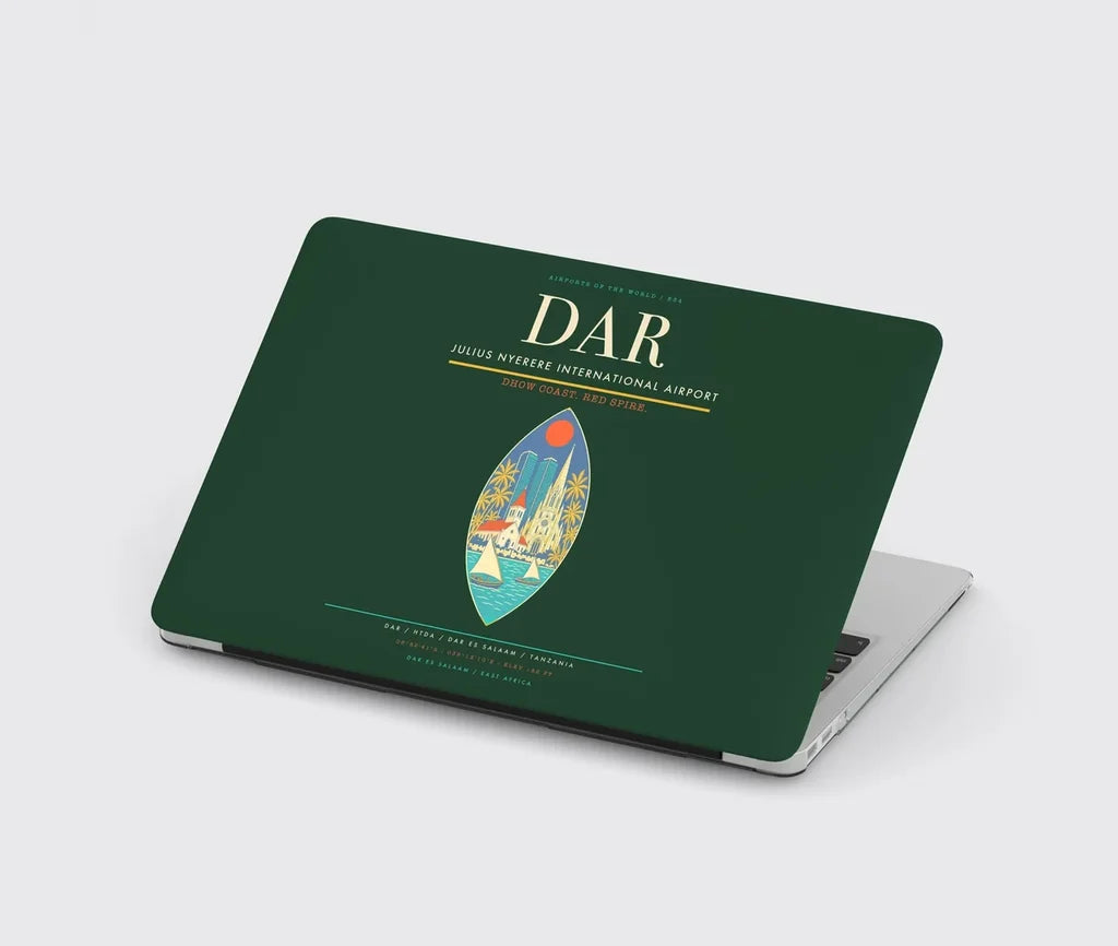Julius Nyerere International Airport (DAR) design on dark green MacBook case