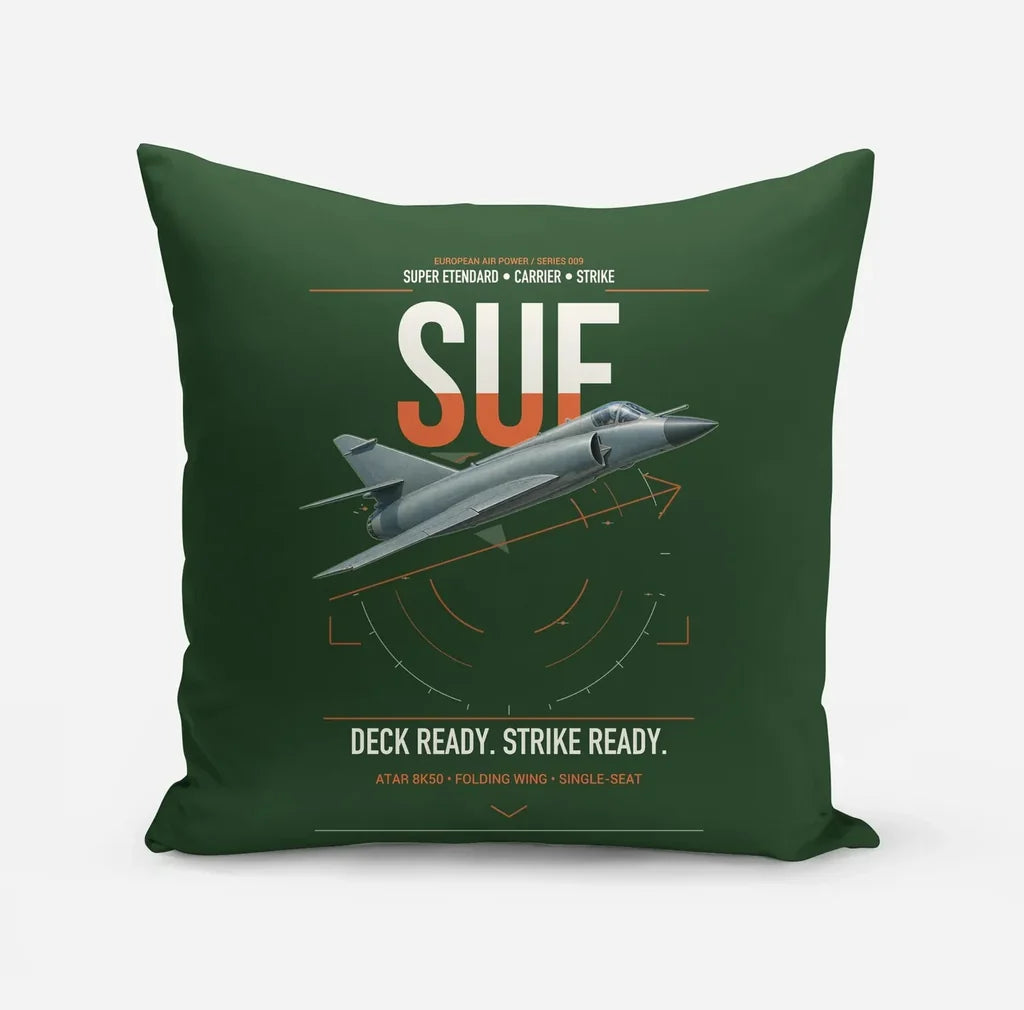 Dassault Super Étendard design on dark green pillow