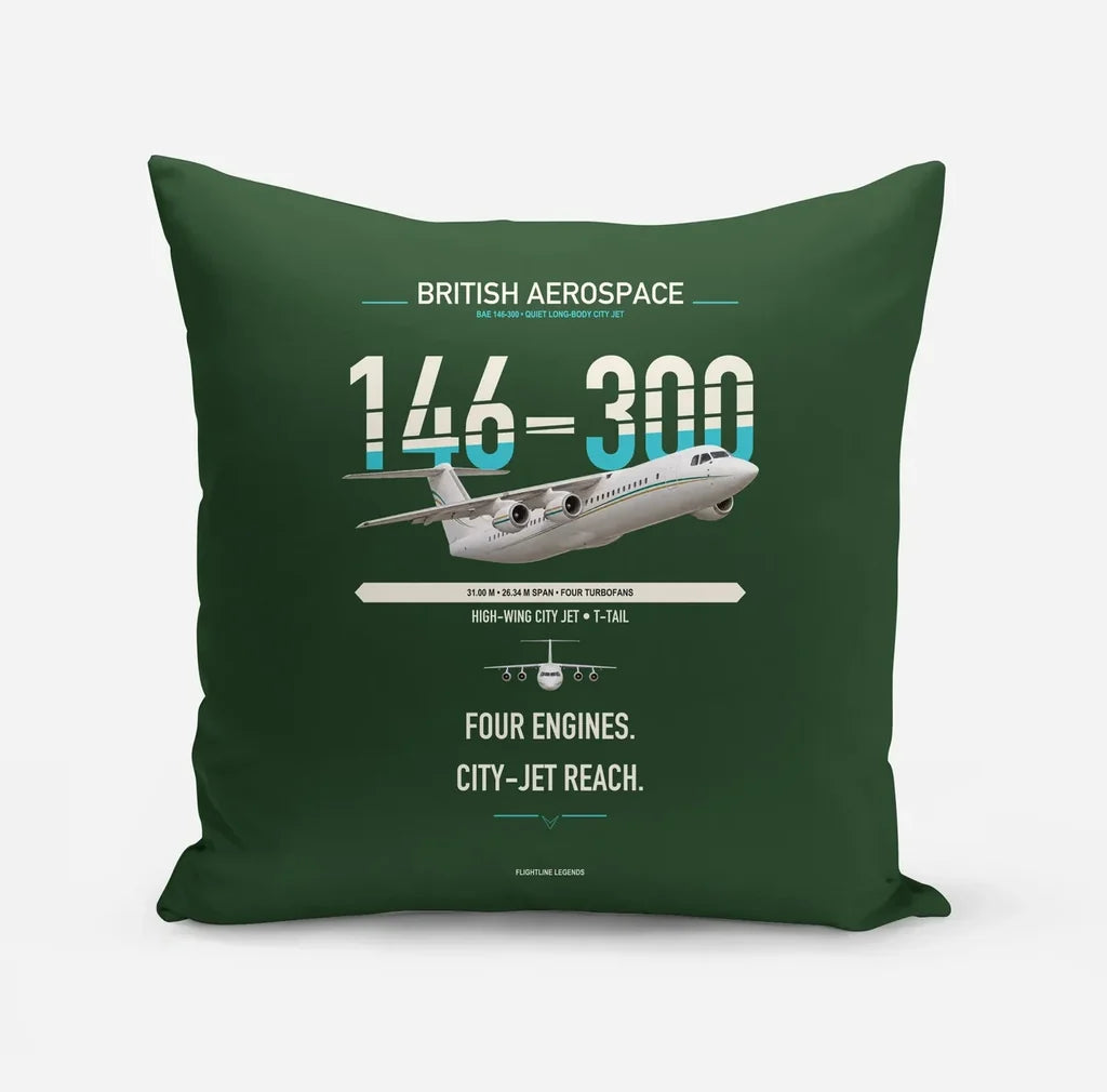 BAe 146-300 design on dark green pillow