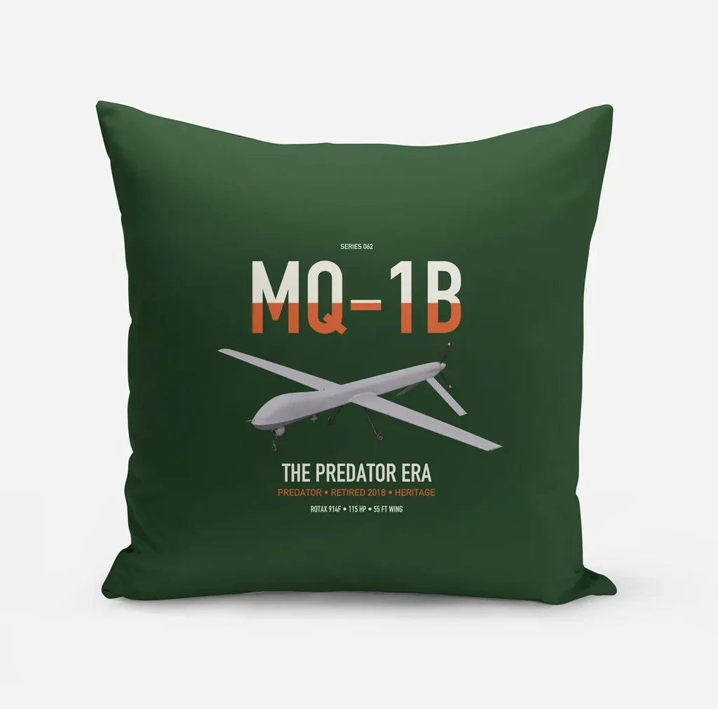 MQ-1B Predator design on dark green pillow
