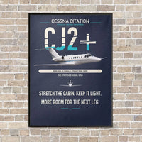 Thumbnail for Cessna Citation CJ2+ vertical canvas print - framed - navy blue background