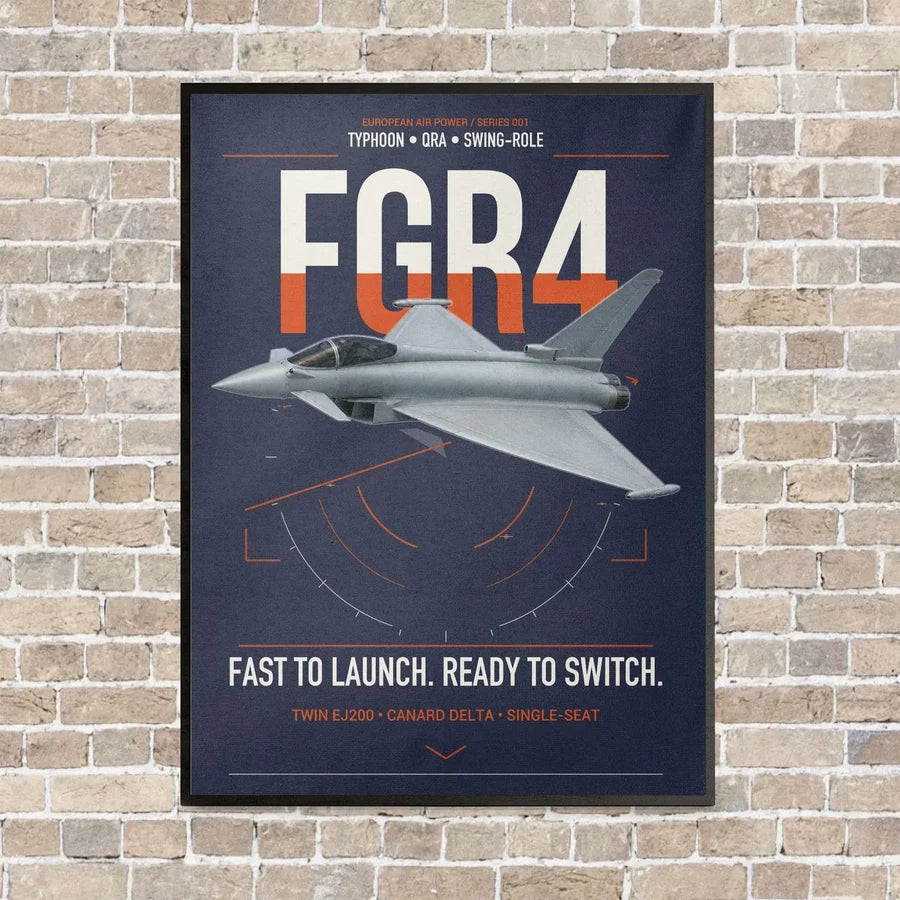 Eurofighter Typhoon FGR4 vertical canvas print - framed - navy blue background