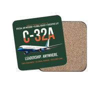 Thumbnail for C-32A Air Force Two Global Reach design on dark green 1 piece coaster