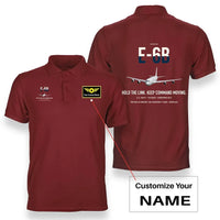Thumbnail for E-6B Mercury design on red+name double-side polo t-shirt, double-side print