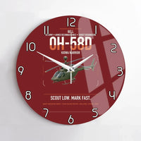 Thumbnail for Bell OH-58D Kiowa Warrior design on dark red no frame wall clock