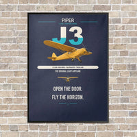 Thumbnail for Piper J-3 Cub vertical canvas print - framed - navy blue background